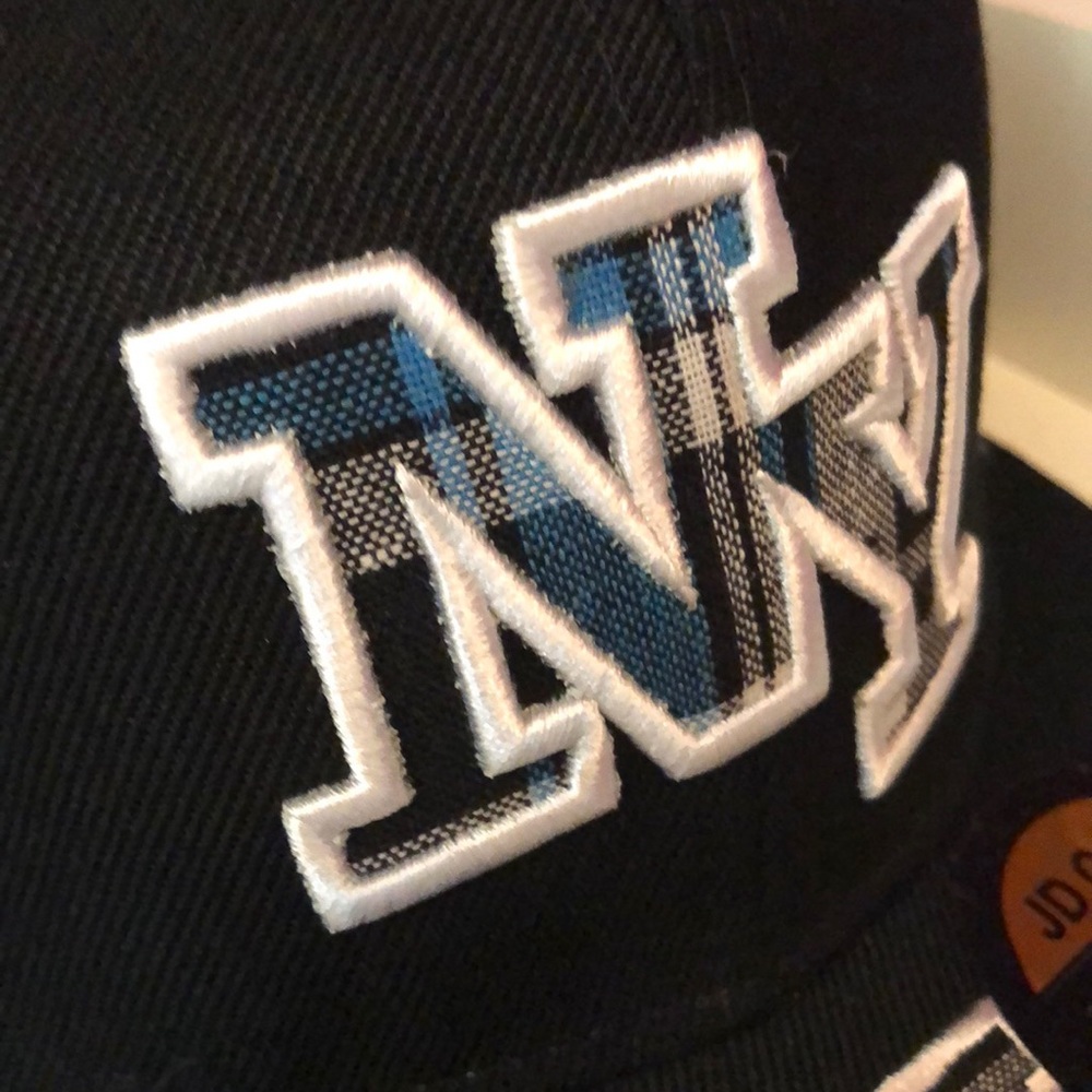 JD FITTED CAP black w/ NY BLUE/white plaid S & Med - Picture 7 of 8